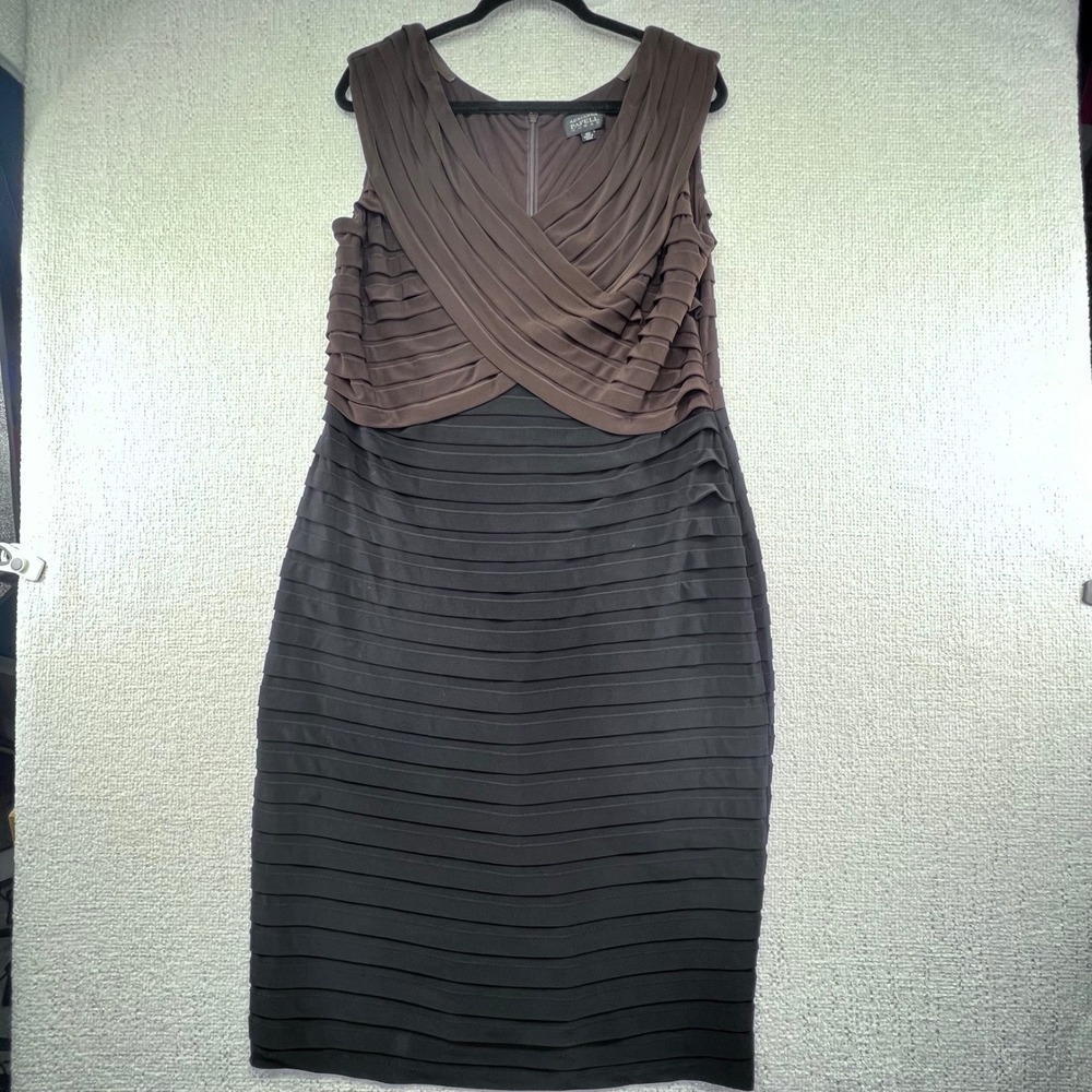 Adrianna Papell Woman Dress, Brown & Black, Sleeveless, Tiered Cocktail Party‎